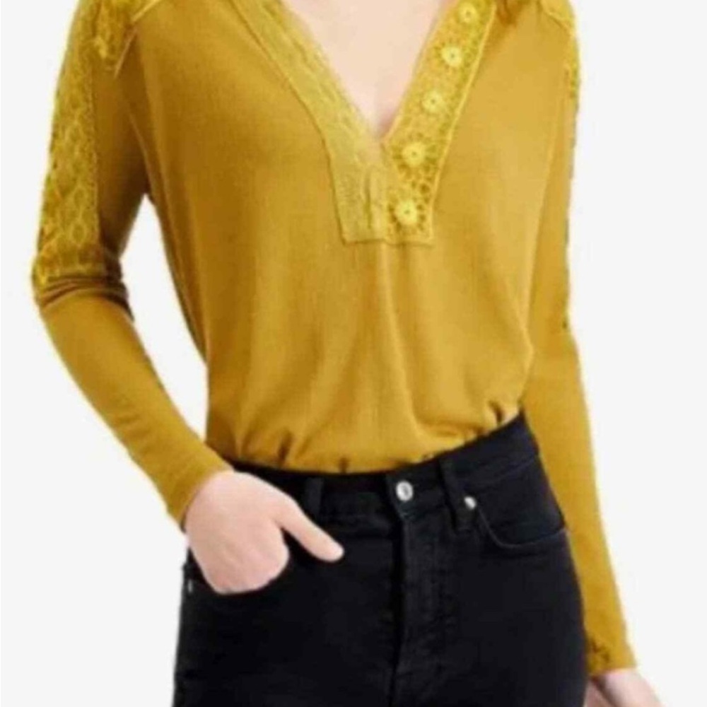 Mustard Yellow Lace Detail Blouse